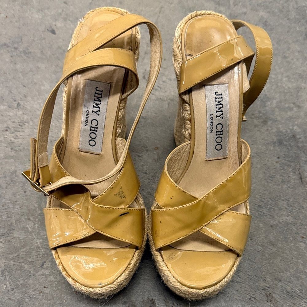 Jimmy Choo Mustard Wedge Sandals